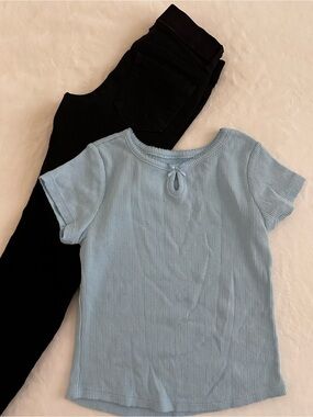 Blue Ribbed Short Sleeve Tee and  sz5T